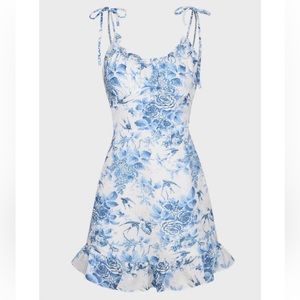 Blue floral mini dress | L